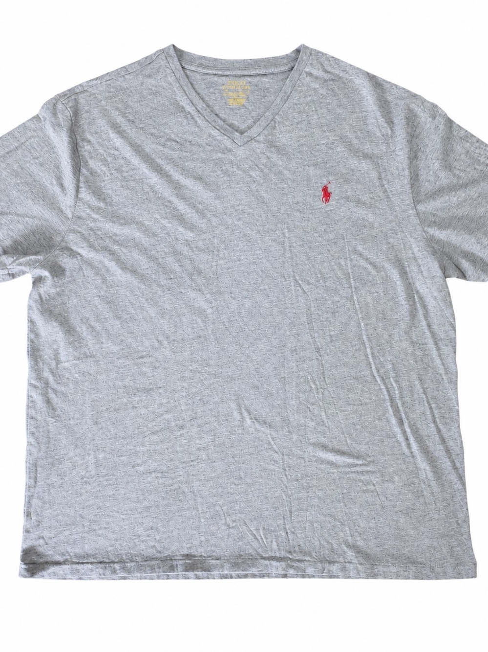 Polo by Ralph Lauren Light Gray V-Neck Tee with Red Polo Player